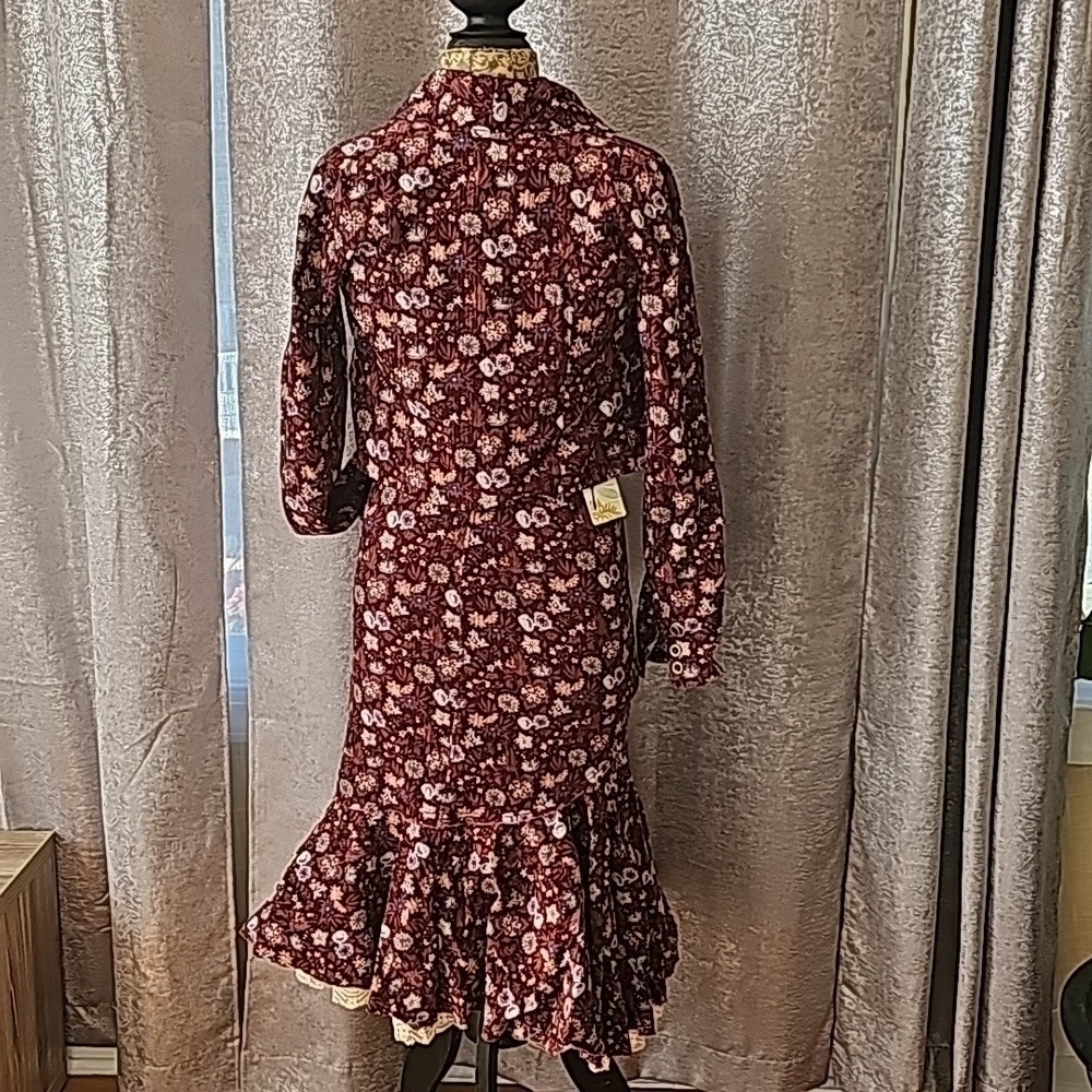 NWT VINTAGE Free People Corduroy Floral Jacket and Ruffle Skirt Set Size 0/2 - Picture 6 of 9